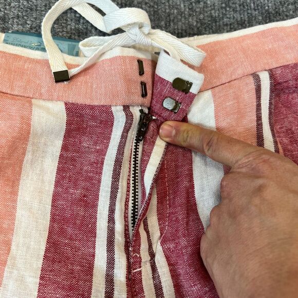 Old Navy Short Womens 8 Multi Linen Blend Drawstring Mid Rise Pockets Stripe - Picture 6 of 12